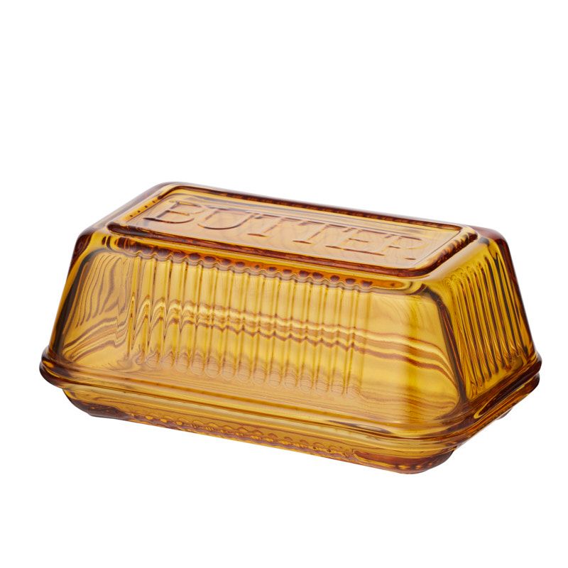 Assemble Lia Glass Butter Dish Amber