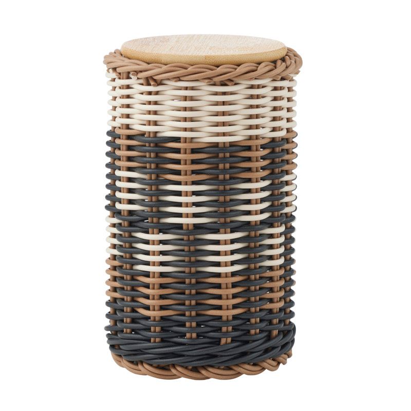 Assemble Veda Glass/PP Canister 10x22cm Black