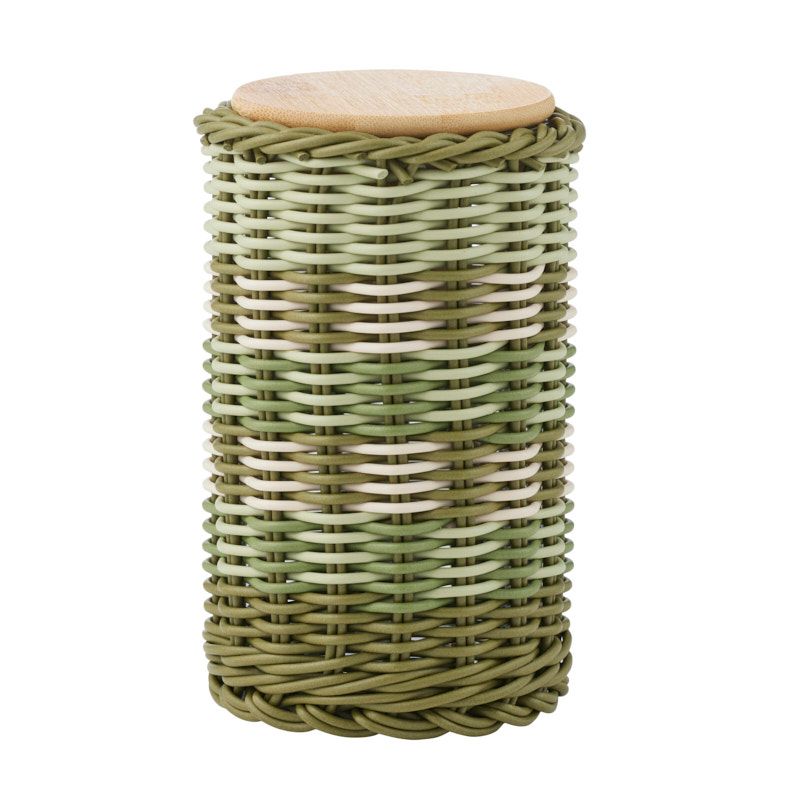 Assemble Veda Glass/PP Canister 10.5x22cm Olive