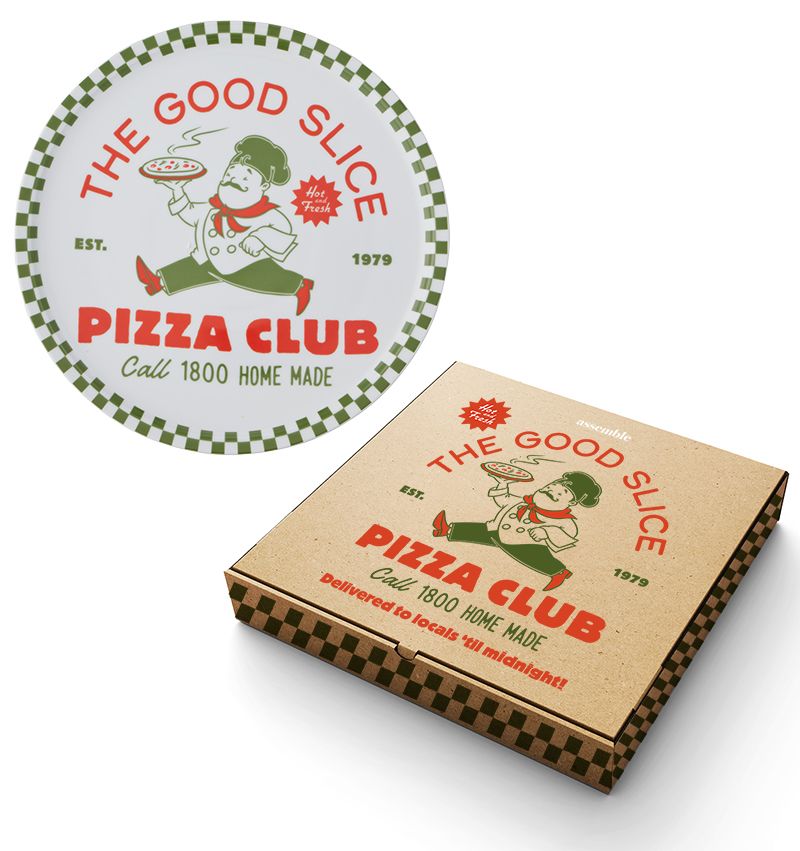 Assemble Pizza Club Ceramic Round Platter