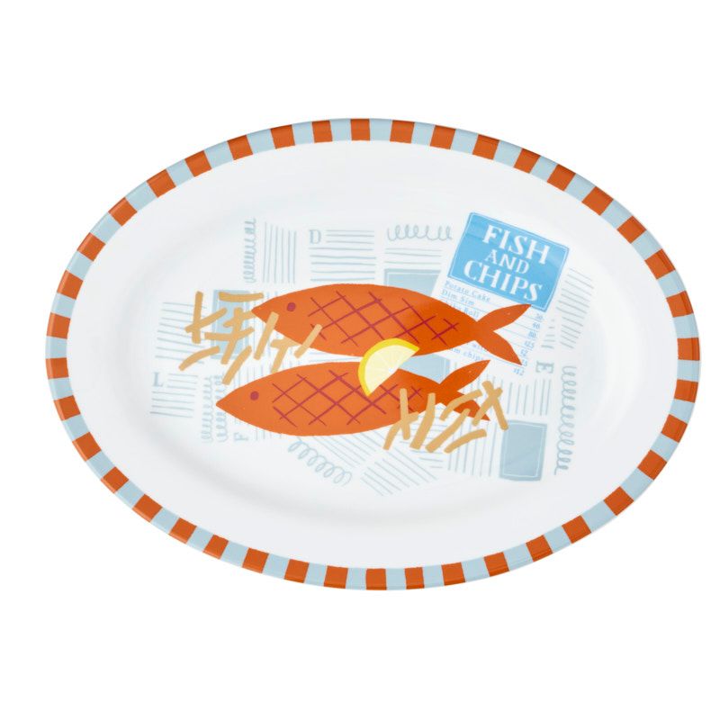 Goldy Gifts Fish & Chips Ceramic Oval Platter