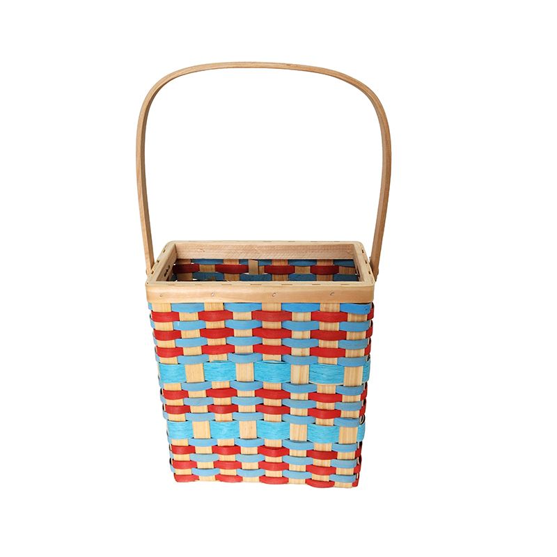 Assemble Maine Wooden Basket 20x10x30cm Red/Blue