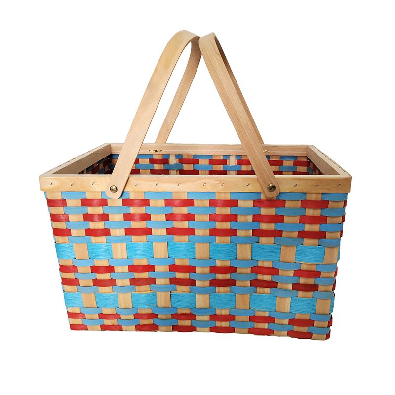 Assemble Maine Wooden Basket 40x28x24cm Red/Blue