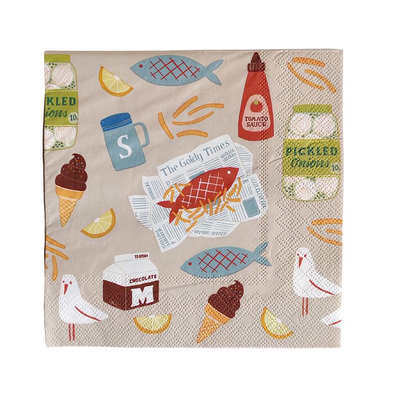 Goldy Gifts Fish & Chips 20pk 3 Ply Napkin