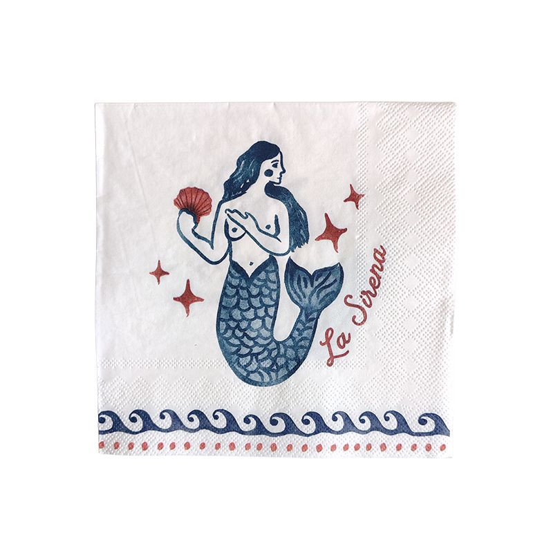 Assemble La Sirena 20pk 3 Ply Napkin Blu/Red