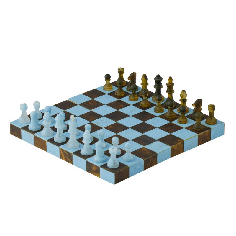 Coast To Coast Knight Resin Chess Set Sky/Olive