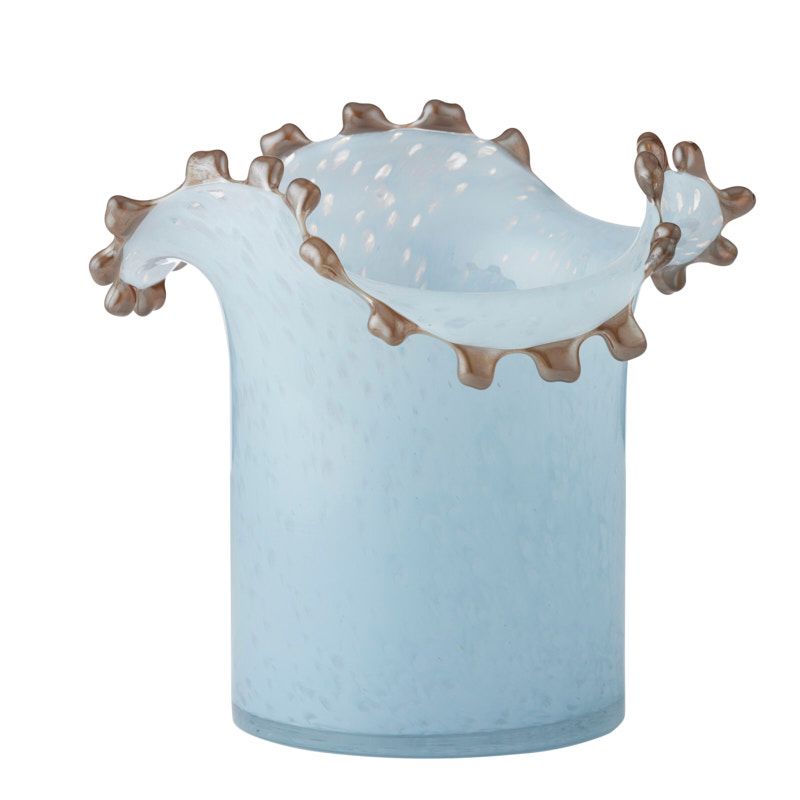 Coast To Coast Verta Glass Vase 25x24.5cm Sky Blue/Chocolate