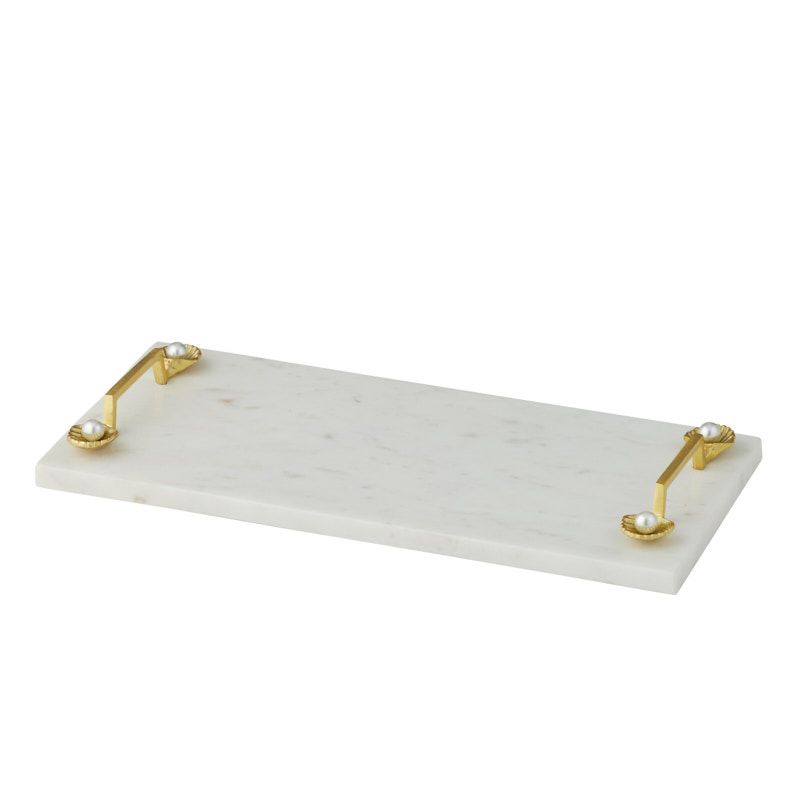 Coast To Coast Pearl Marble/Metal Tray White/Go