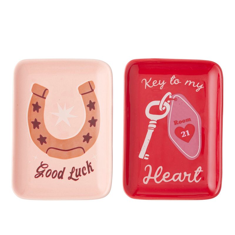 Coast To Coast Lucky Key Ceramic Trinket Dish 2 Assorted