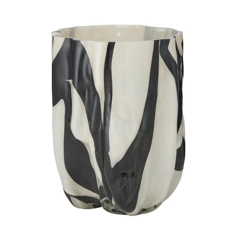 Coast To Coast Evelyn Glass Vase 22x26.5cm Ivory/Black