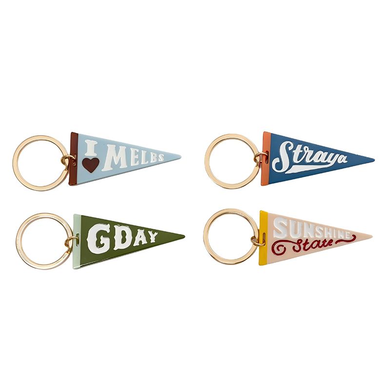 Goldy Gifts Pennant Acetate Key Rings 4 Assorted