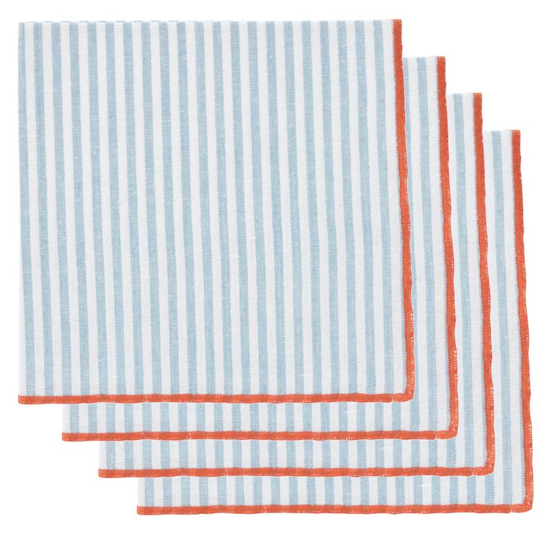 Coast To Coast Faye Set of 4 Cotton Napkins Sky/Red