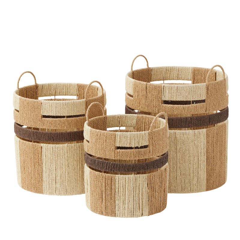 Coast To Coast Rhyll Set of 3 Paper Baskets Natural/Black