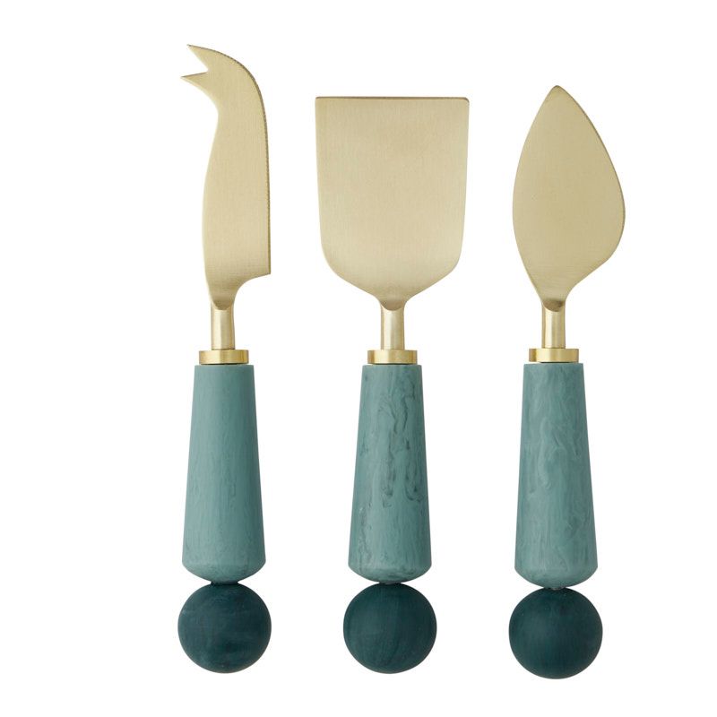 Assemble Alonso Set of 3 Resin Cheese Knives Teal
