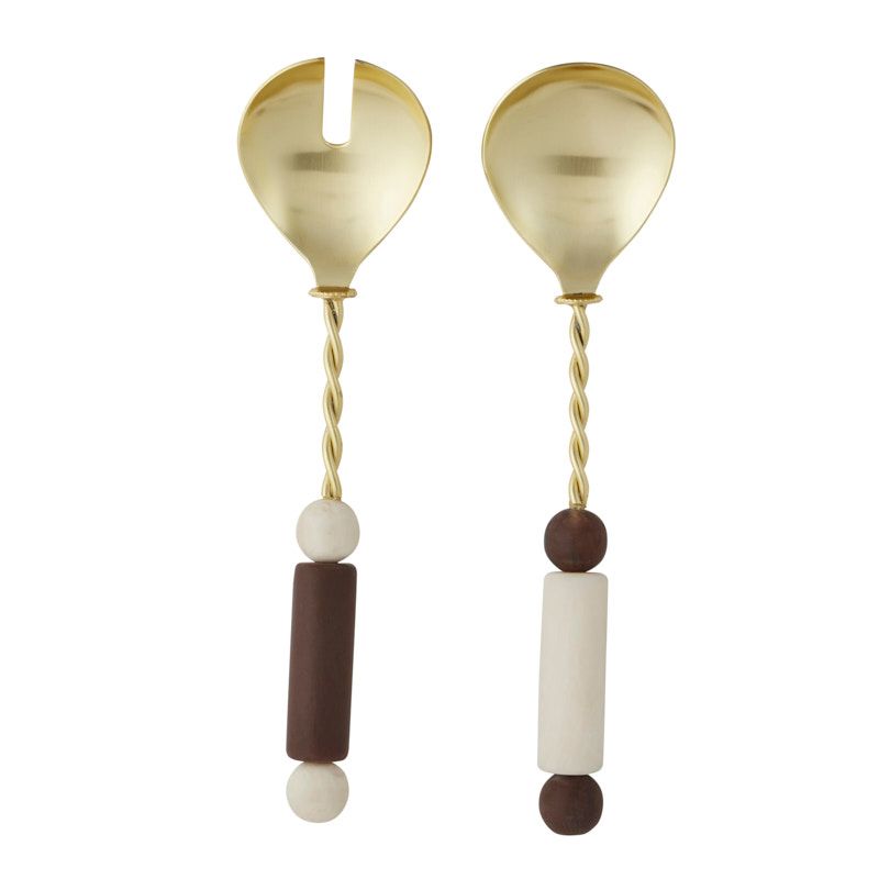 Assemble Bedi Set of 2 Stainless Steel/Resin Servers Cocoa