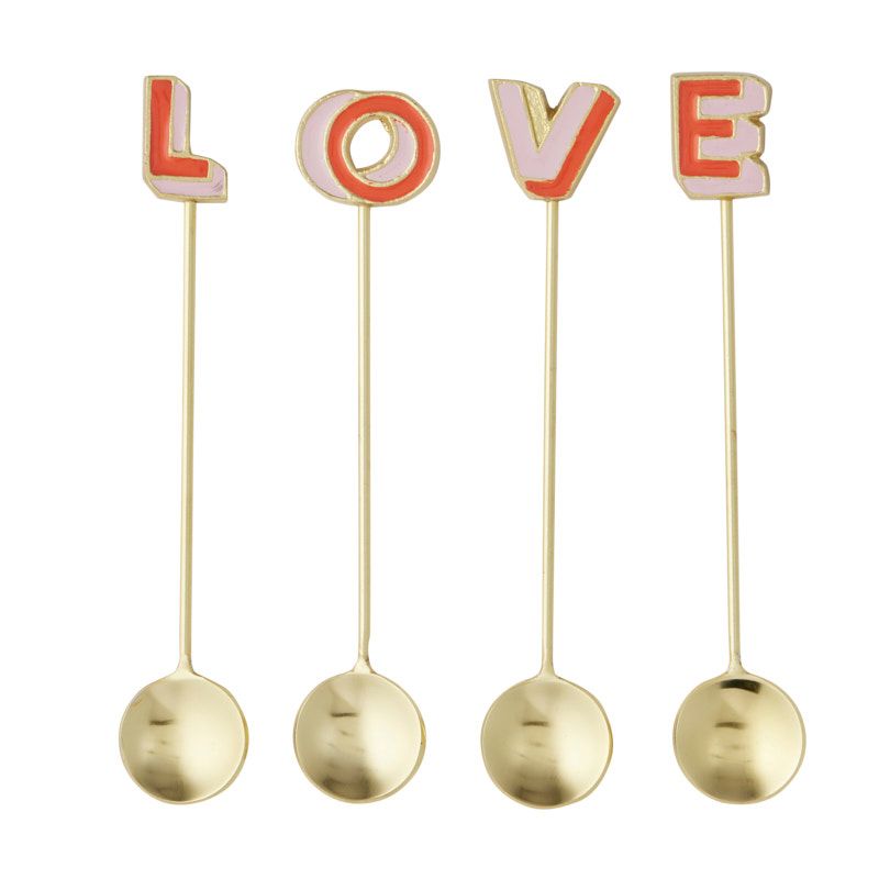 Assemble LOVE Set of 4 Stainless Steel/Brass Spoons