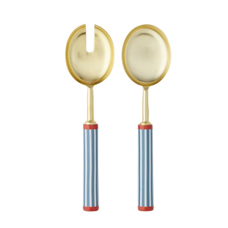 Assemble Conti Set of 2 Stainless Steel Salad Servers Blue/Iv