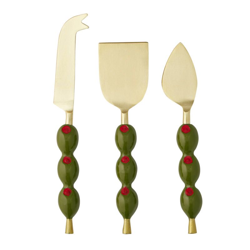 Assemble Olivetti Set of 3 Stainless Steel Cheese Knives Gold