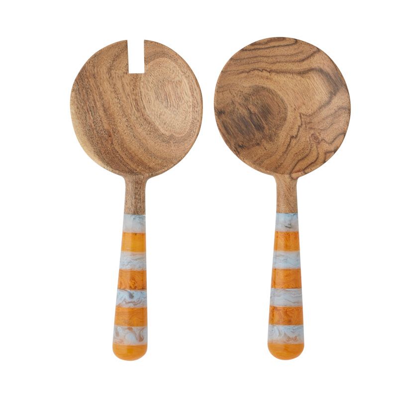 Assemble Dix Set of 2 Wood/Resin Servers Sky/Org