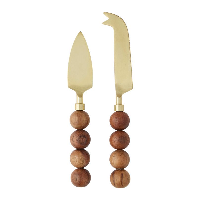 Assemble Adler Set of 2 Stainless Steel/Wood Cheese Knives
