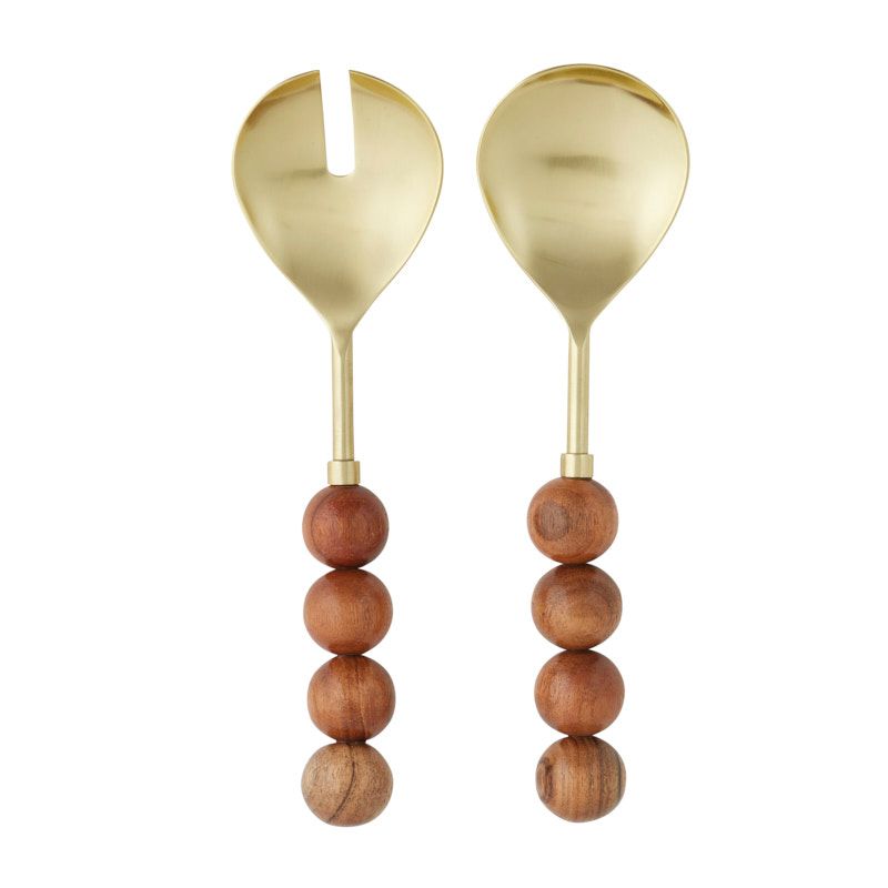 Assemble Adler Set of 2 Stainless Steel/Wood Salad Servers