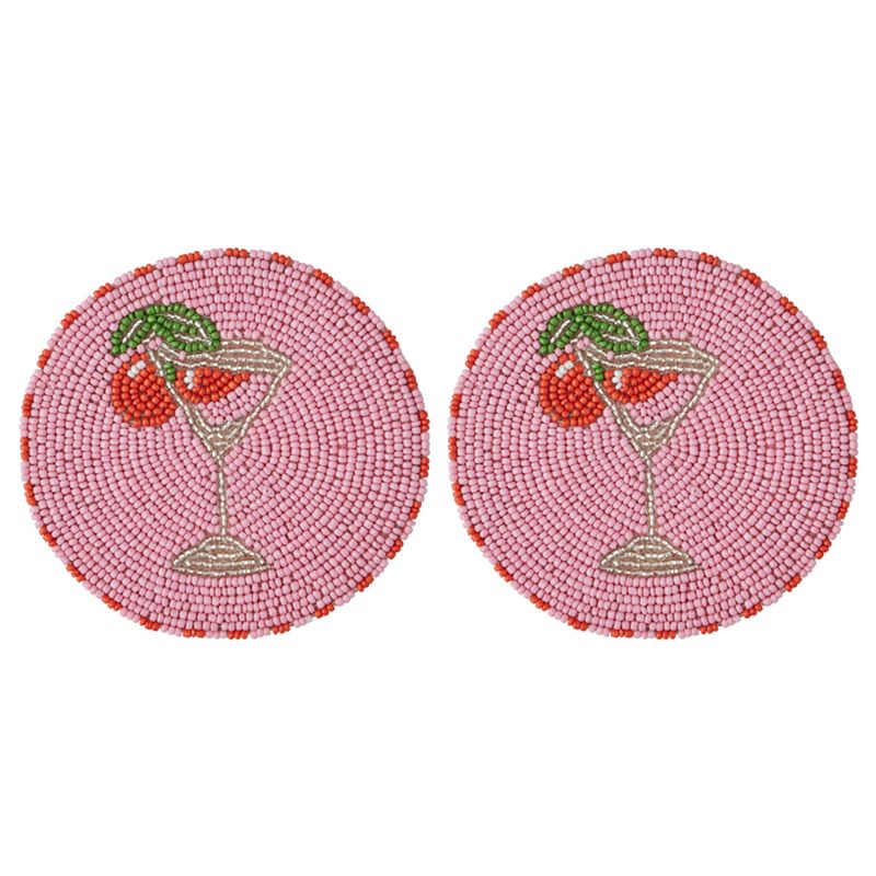 Coast To Coast Cosmopolitan Set of 2 Beaded Coaster Pnk