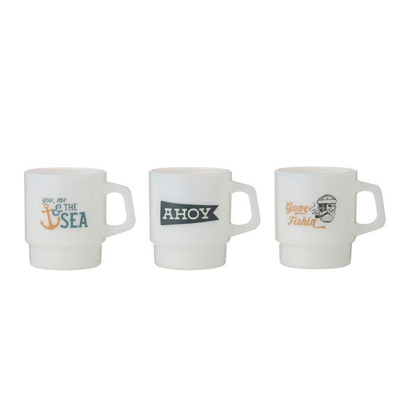 Assemble Salty Glass Mug Ivory 3 Assorted