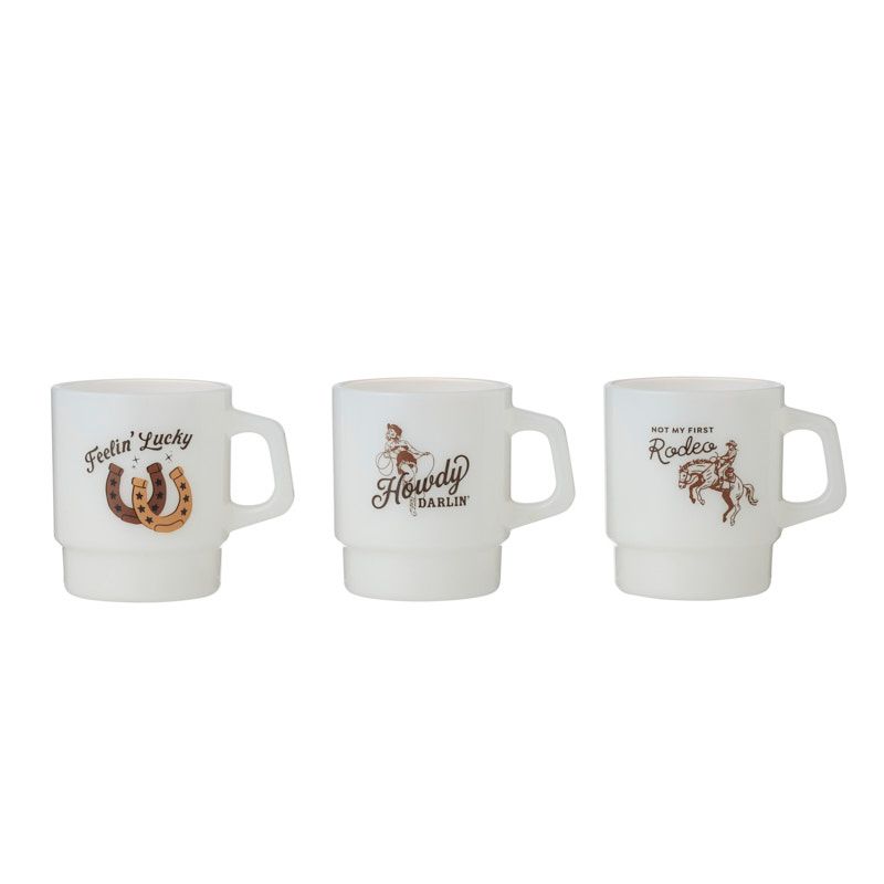 Assemble Rodeo Glass Mug Ivory 3 Assorted