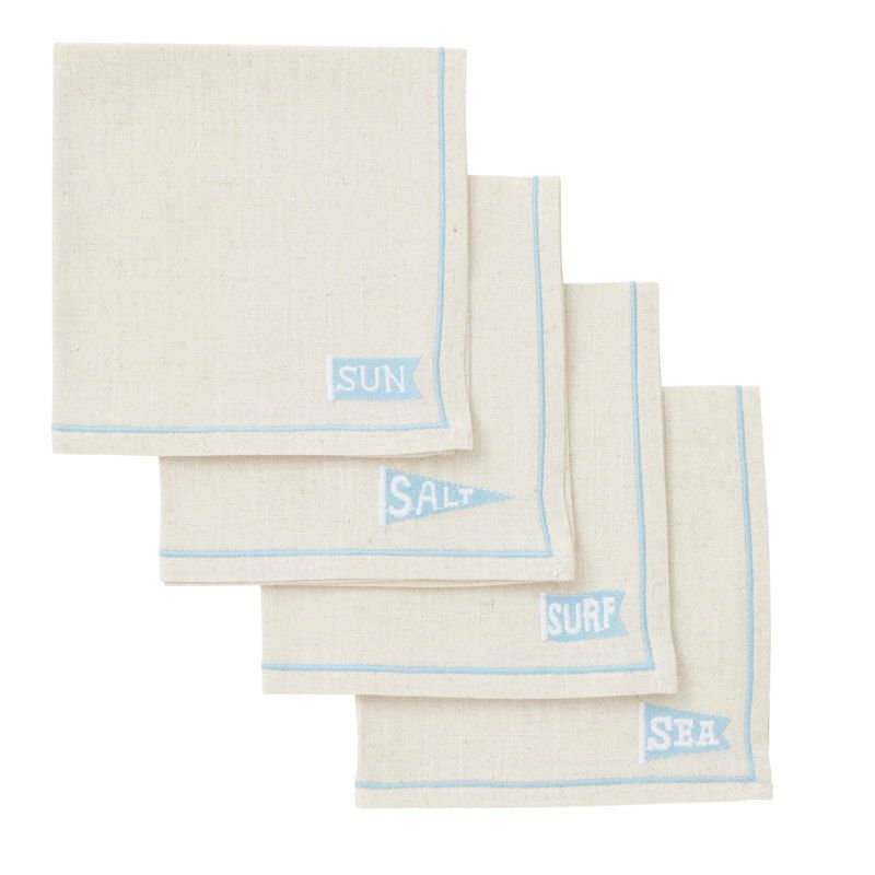 Goldy Gifts Surf Club Set of 4 Linen Blend Napkins
