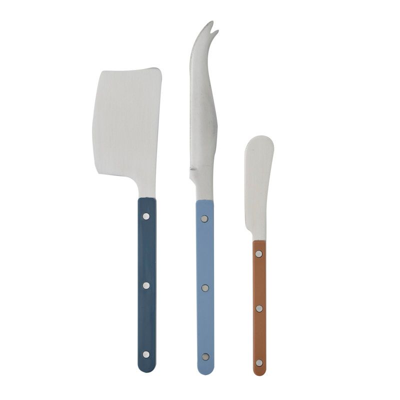 Assemble Remy 3pc Stainless Steel Cheese Knife Set Blue