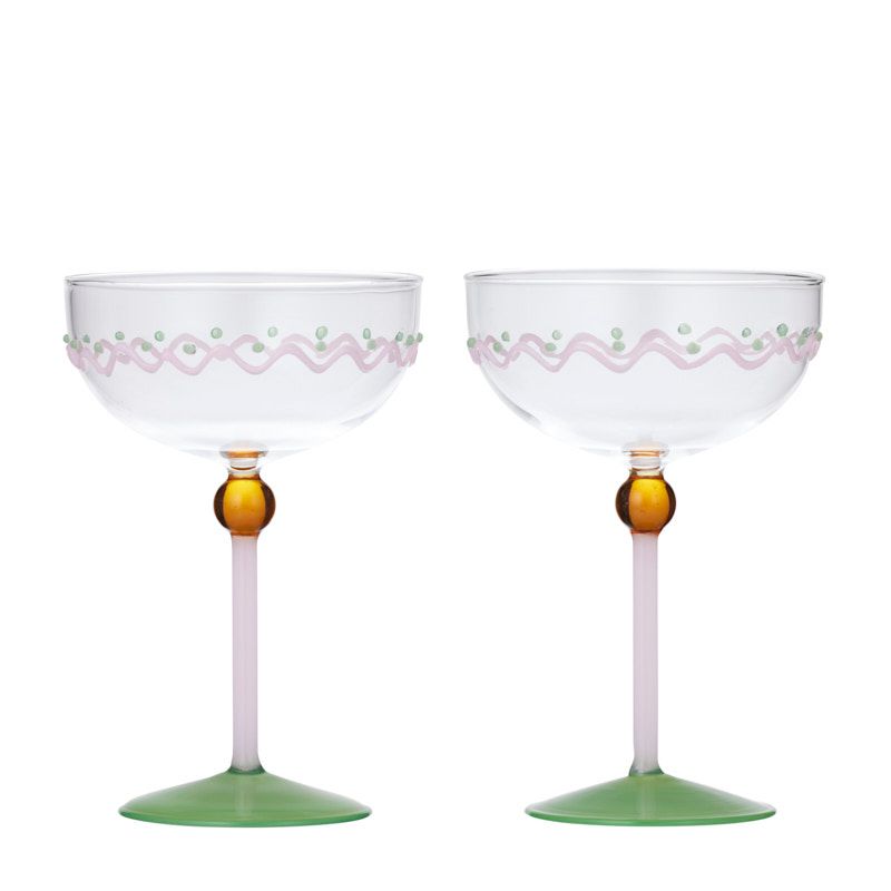 Assemble Mexicola Set of 2 Coupe Glass Green