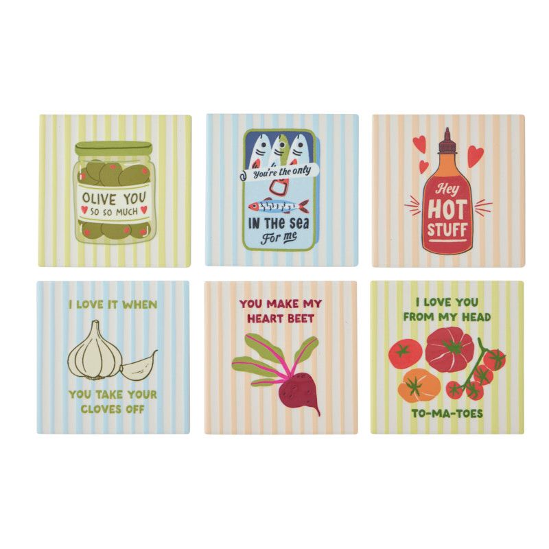 Assemble Foodie Ceramic Coaster 6 Assorted
