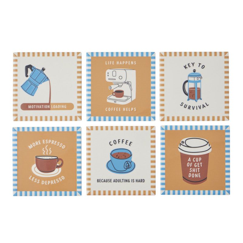 Assemble Espresso Ceramic Coaster 6 Assorted