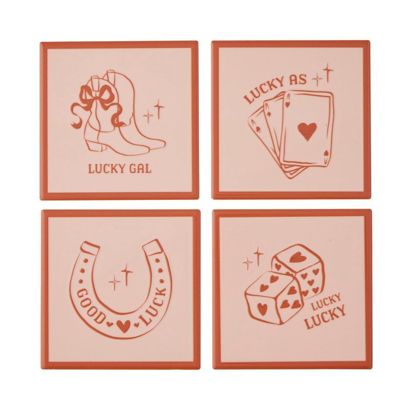Assemble Lucky Assorted Set of 4 Ceramic Coasters