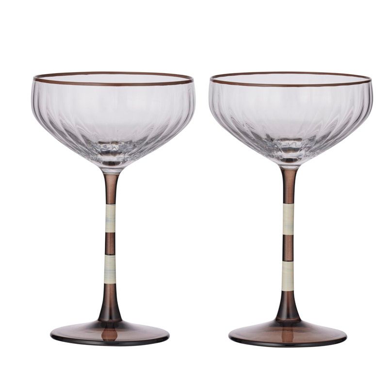 Assemble Lena Set of 2 Glass Rib Coupe Iv/Co