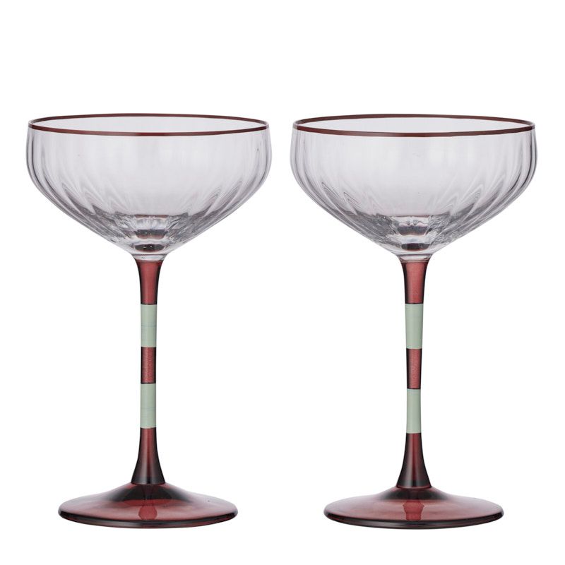 Assemble Lena Set of 2 Glass Rib Coupe Mt/Rt
