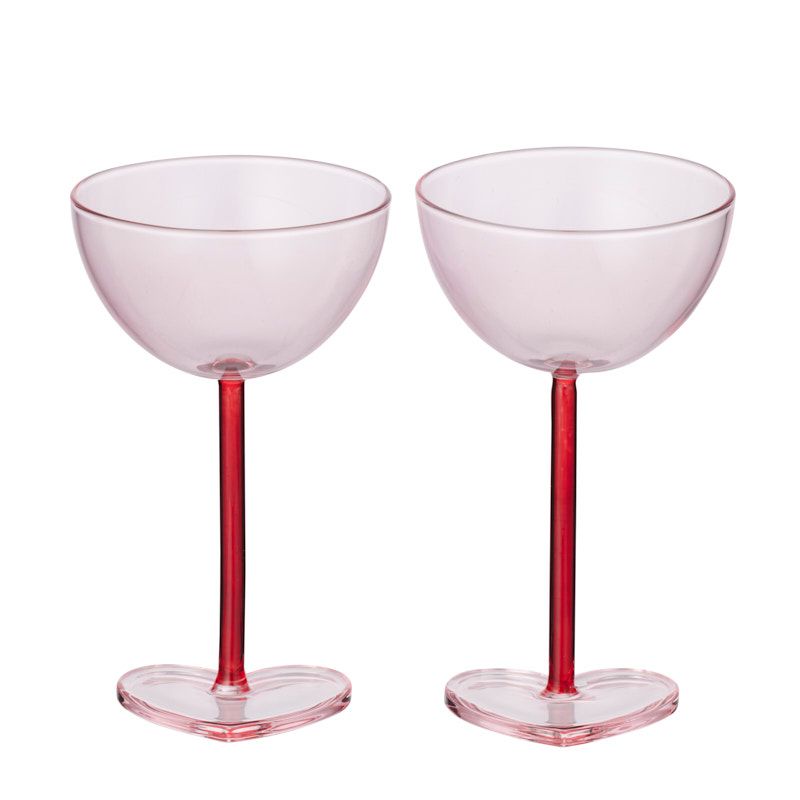 Assemble Lula Set of 2 Glass Coupe Pink/Red