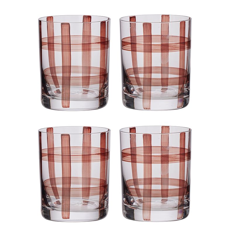 Assemble Max Set of 4 Glass Tumbler Clear/Chocolate
