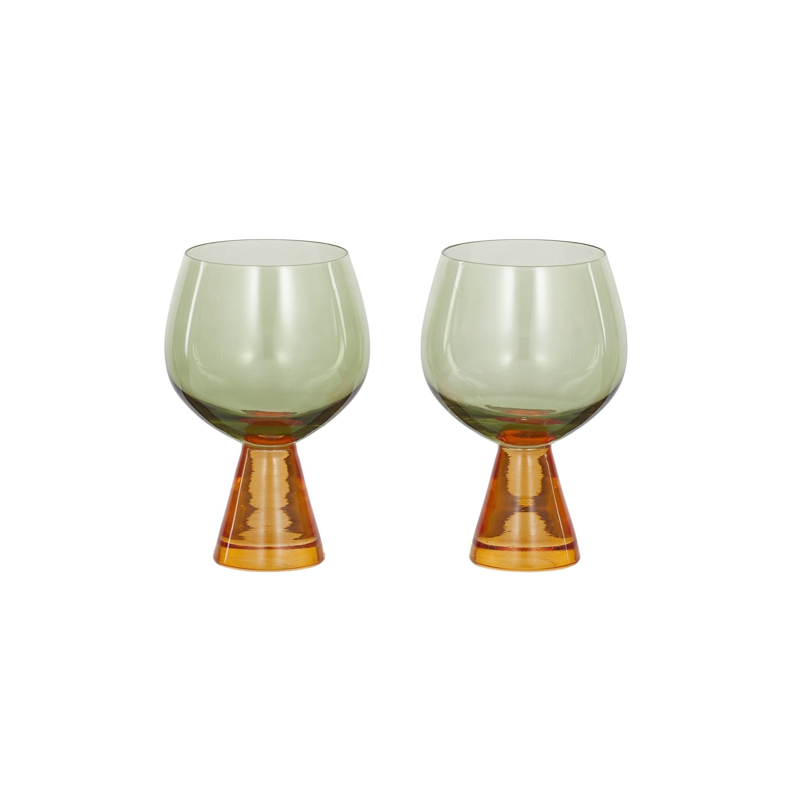 Assemble Pyramid Set of 2 Glass Goblet Amber/Gr