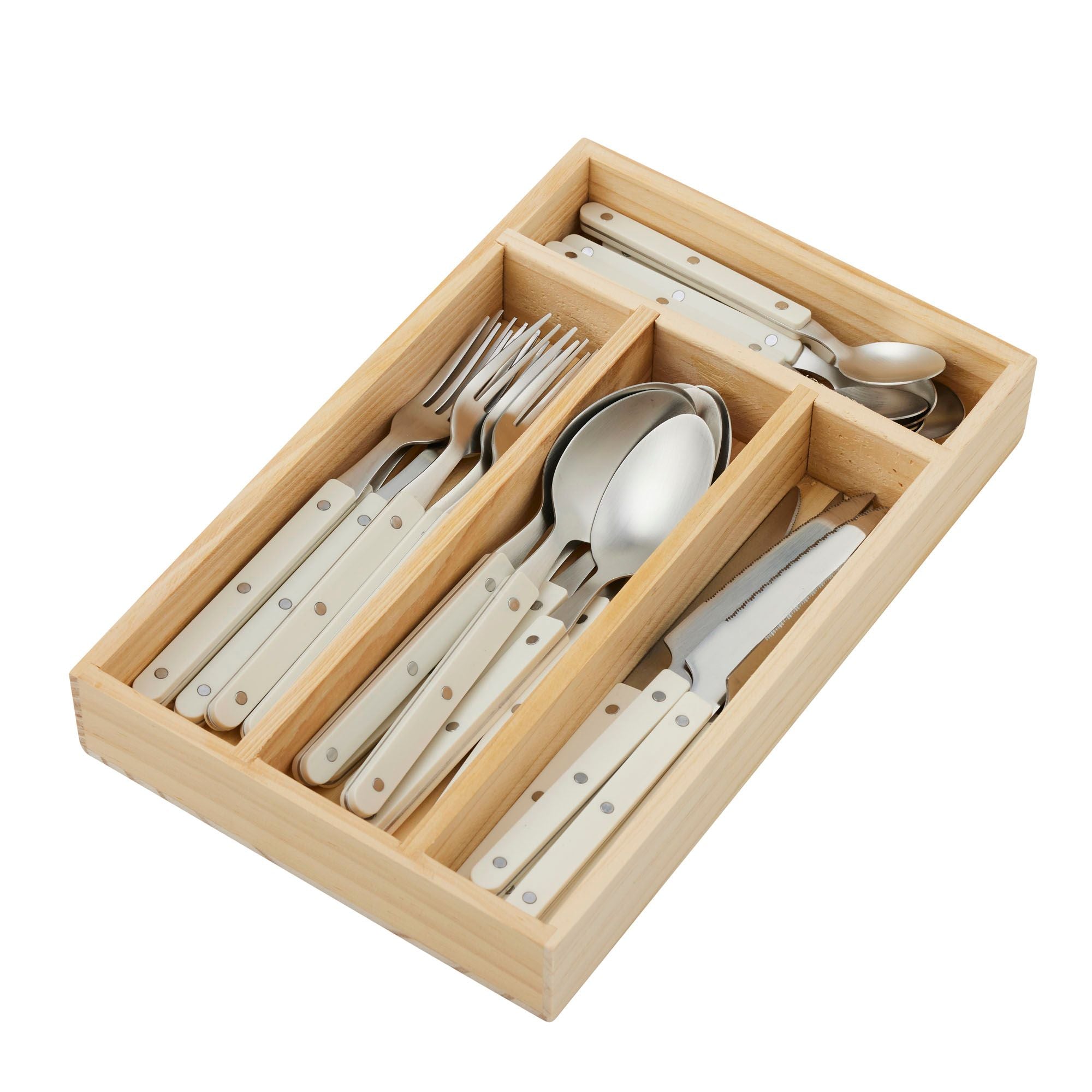 Assemble Remy 24pc Stainless Steel Cutlery Ivory