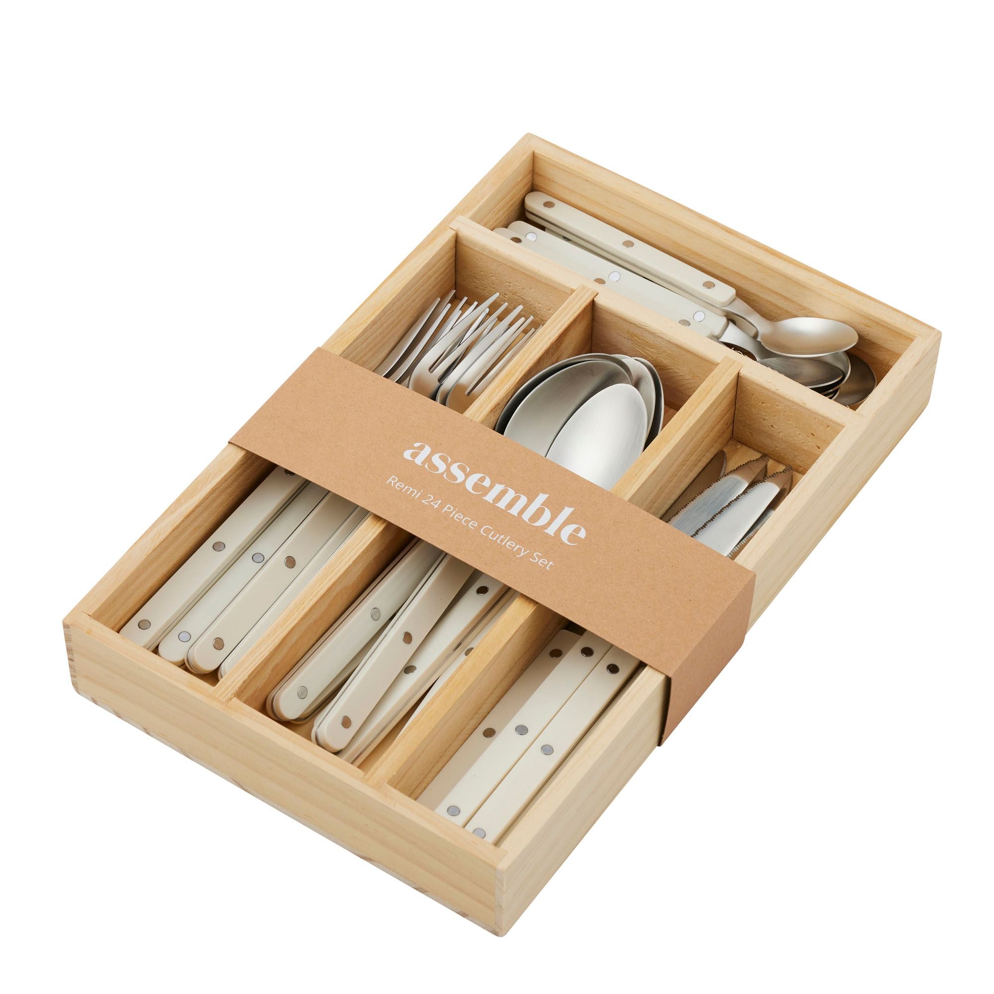 Assemble Remy 24pc Stainless Steel Cutlery Ivory
