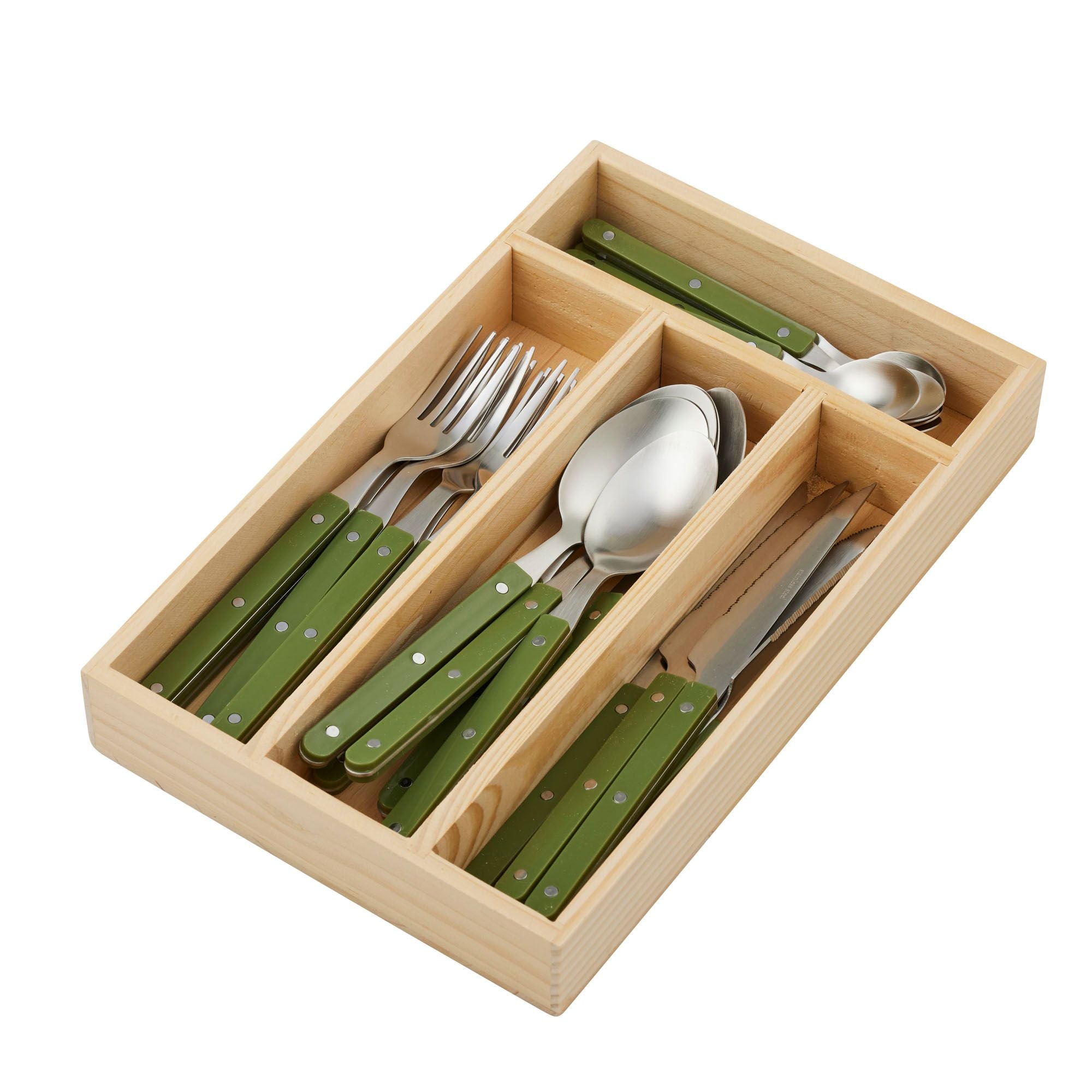 Assemble Remy 24pc Stainless Steel Cutlery Olive