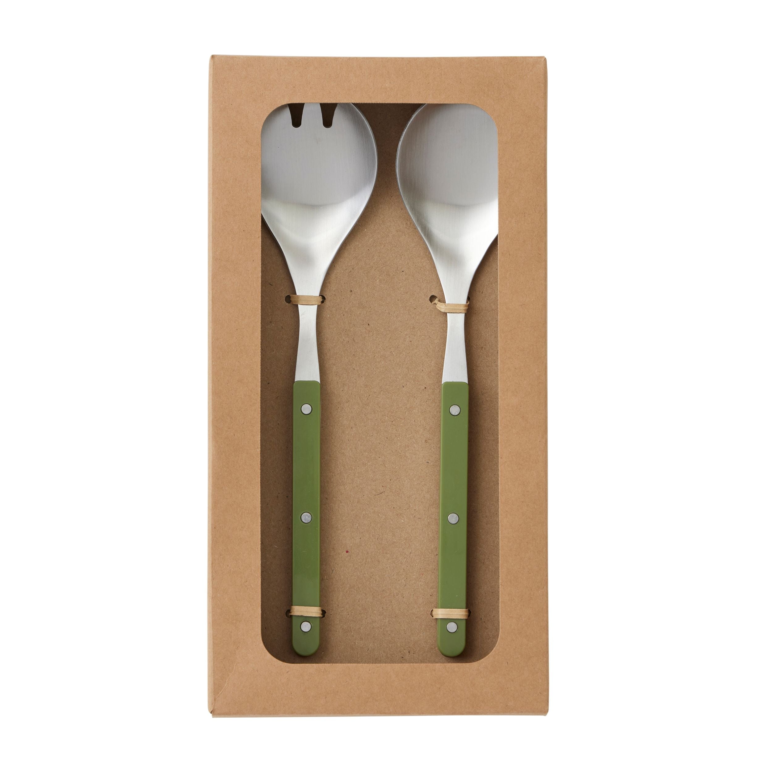 Assemble Remy Set of 2 Stainless Steel Salad Server Olive