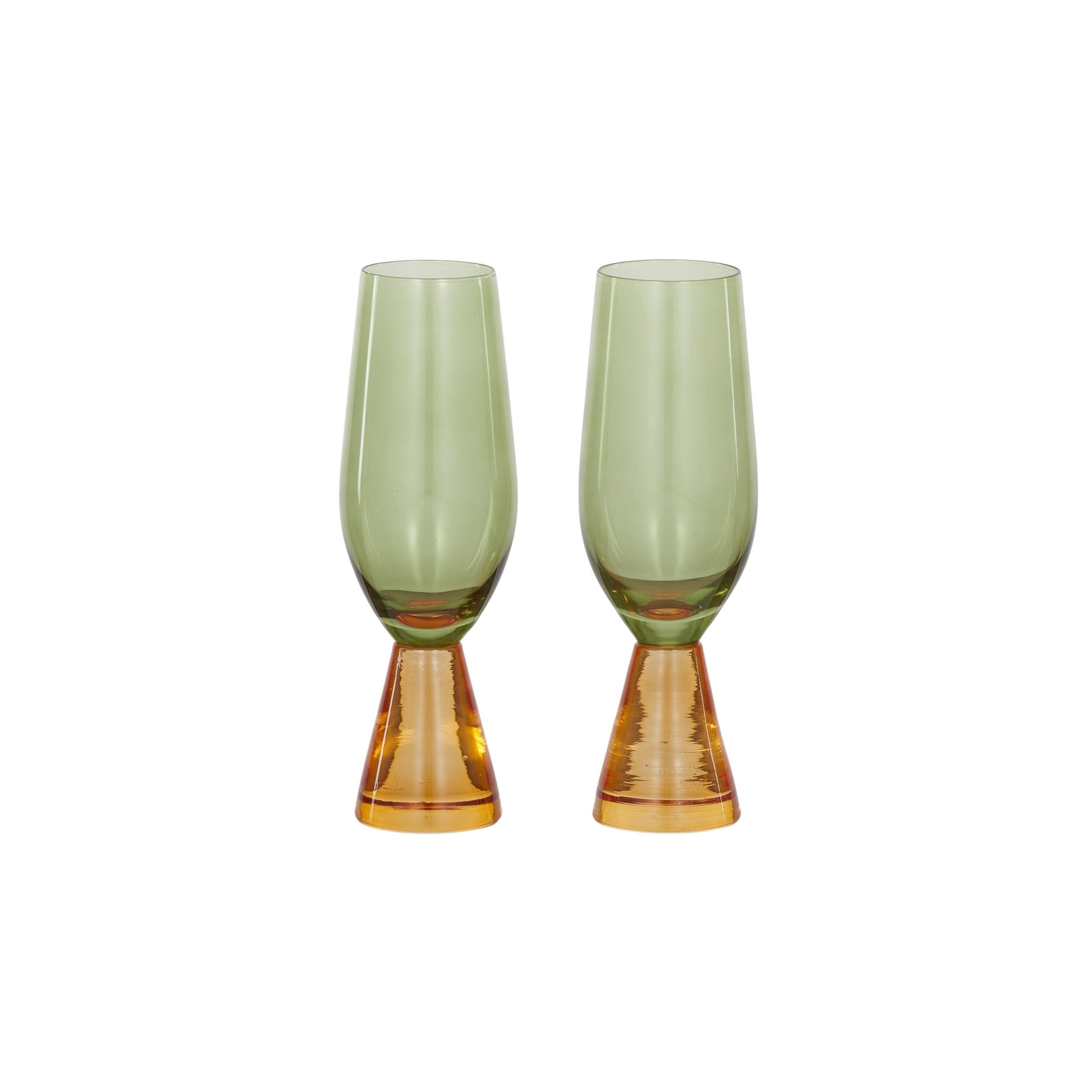 Assemble Pyramid Set of 2 Glass Flute Amber/Green