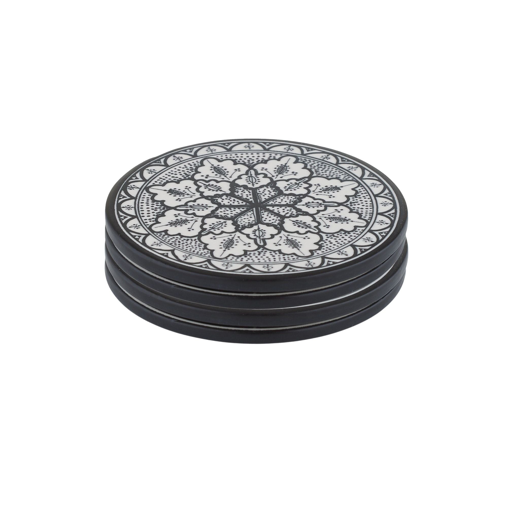 Assemble Aleah Set of 4 Ceramic Coasters Black