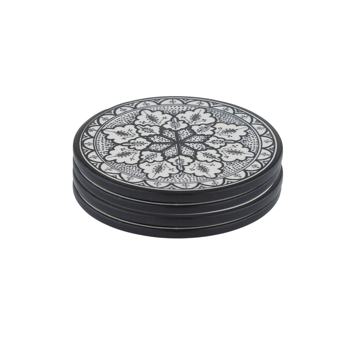 Assemble Aleah Set of 4 Ceramic Coasters Black