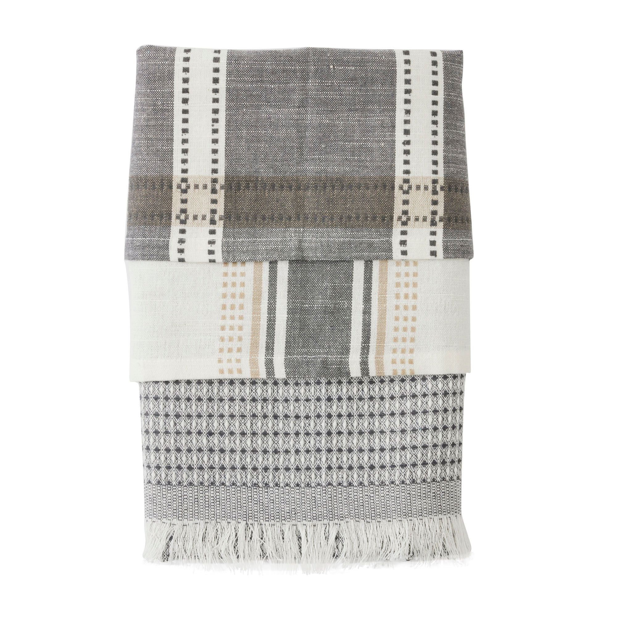 Assemble Maye Set of 3 Cotton Tea Towels Grey