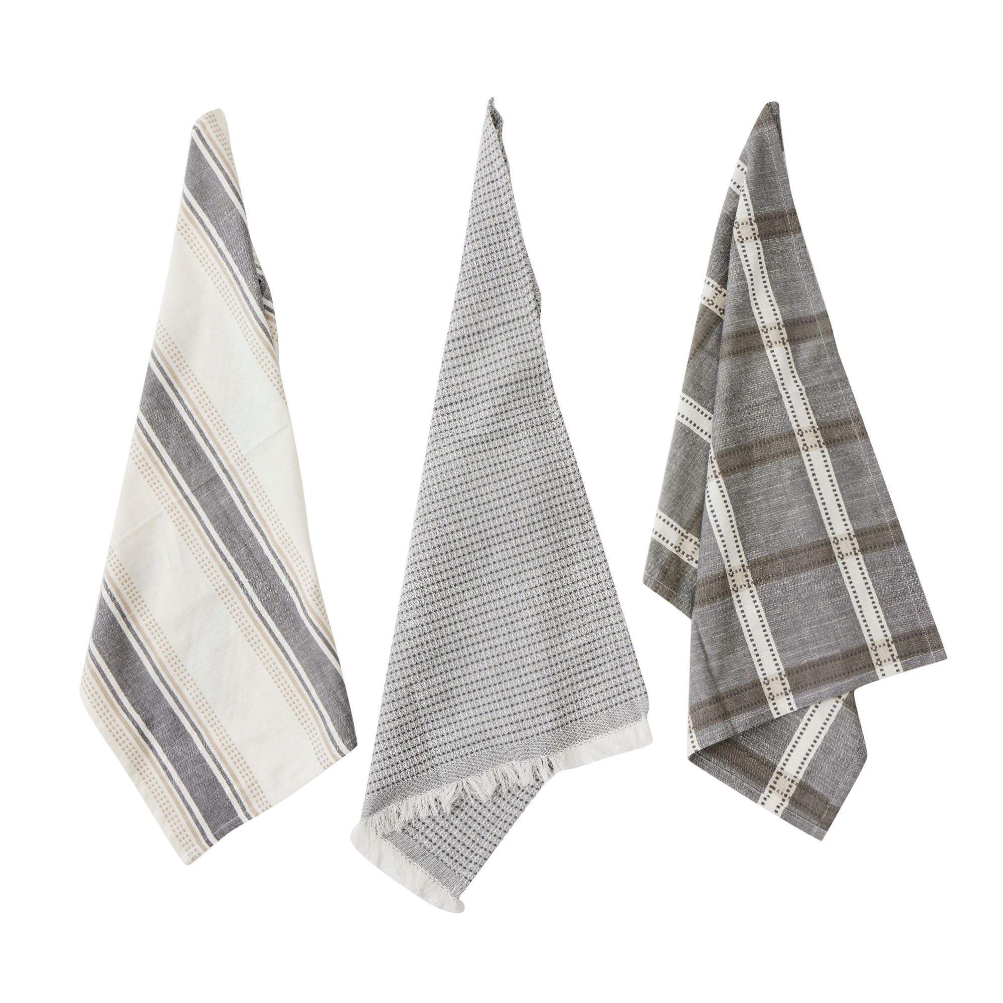 Assemble Maye Set of 3 Cotton Tea Towels Grey