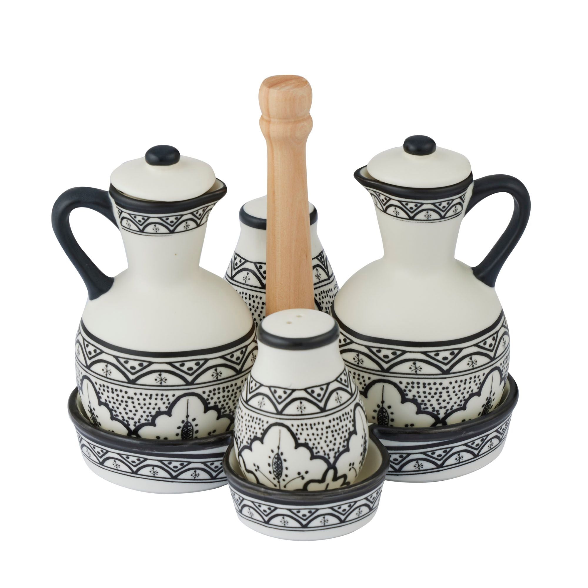 Assemble Aleah Ceramic 5pc Cruet Set Black