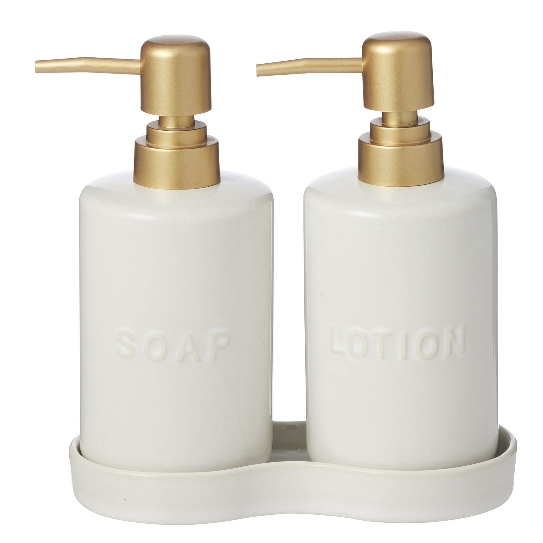 Elemental Smythe Set of 2 Ceramic Dispensers with Tray